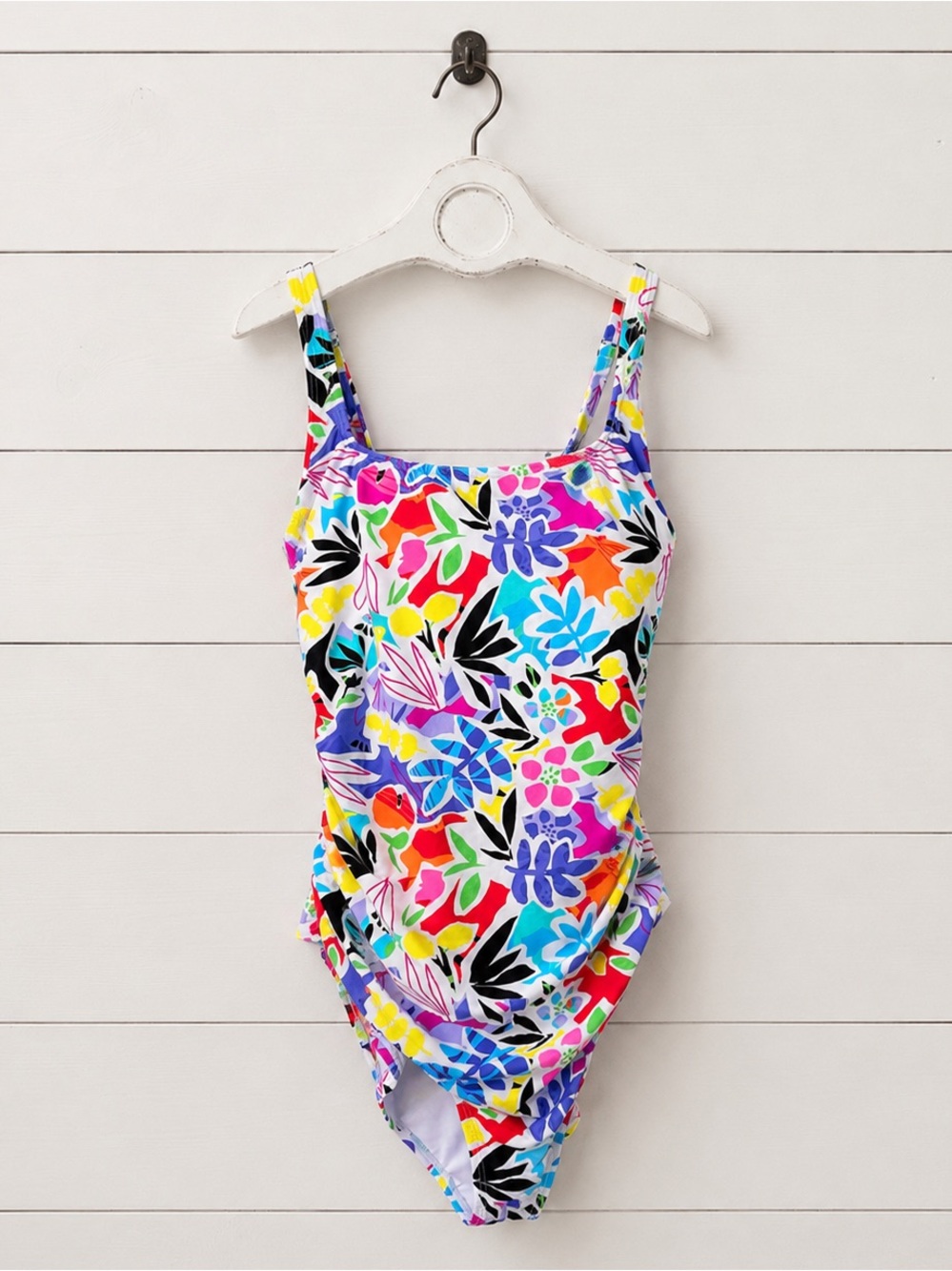 NWT Caribbean Joe White Multicolor Floral One-Piece Swimsuit